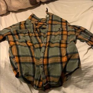 Green and orange plaid flannel